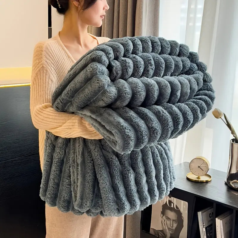 King Size Luxury Faux Rabbit Fur Bed Blanket